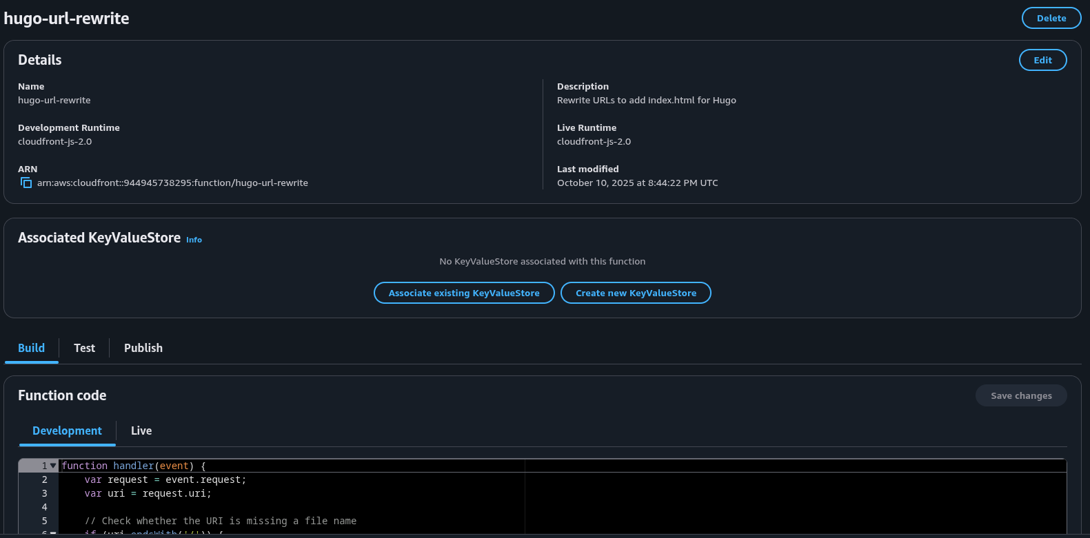 Hugo CloudFront Function